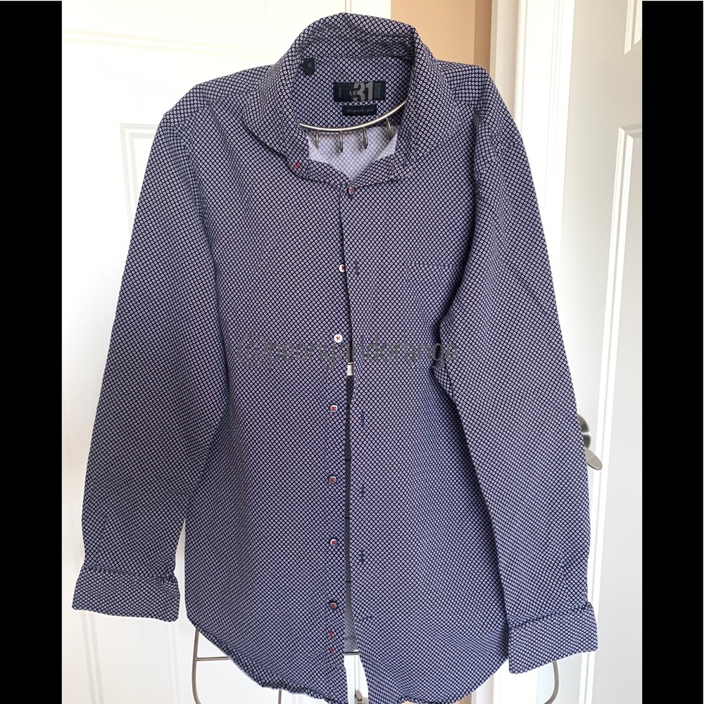 M: Le 31 Print Men’s dress shirt. Size M, Neck Size 15 Slim fit